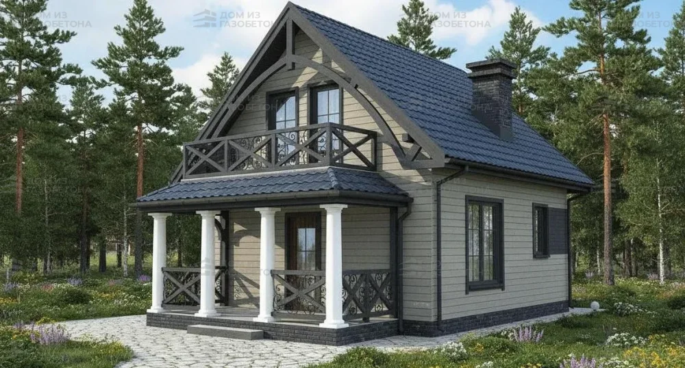 Проект Двухэтажный дом 7 на 7, 61 м2